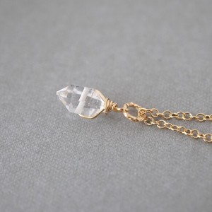 〔14kgf〕ハーキマーダイヤモンド1粒ネックレス-M　(crystal　necklace)