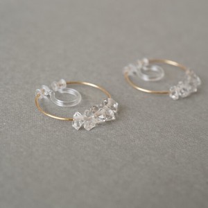 〔14kgf〕ハーキマーダイヤモンド ノンホールフープピアス　(crystal  earrings)