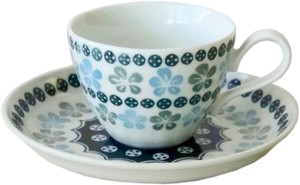 【北欧風】ポタリーフィールド　ブルーフラワー　コーヒー碗皿セット　日本製made in Japan