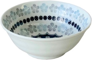 Donburi Bowl Flower Blue M Made in Japan