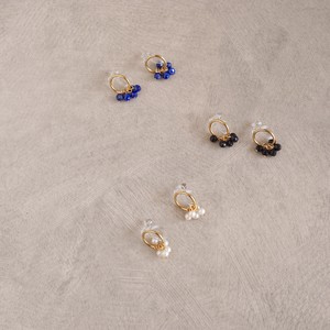 〔14kgf〕サークルノンホールピアス (イヤリング) (pearl natural stone earrings)