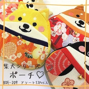 【和雑貨】柴犬シリーズ　BDE-209　柴犬ポーチ　アソート12pcs入
