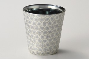 凛 -rin- ロックカップ1P　銀【日本製　美濃焼】磁器　麻の葉柄　ラスター 父母の日　ギフト　ロックグラス