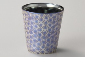 凛 -rin- ロックカップ1P　青【日本製　美濃焼】磁器　麻の葉柄　ラスター 父母の日　ギフト　ロックグラス