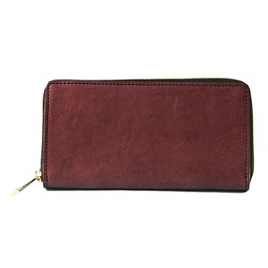 Long Wallet Cattle Leather Round Fastener Ladies' Men's Made in Japan
