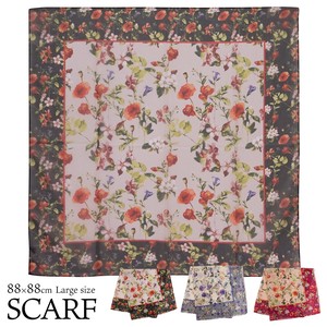 Thin Scarf Large Size Chiffon Floral Pattern Spring/Summer