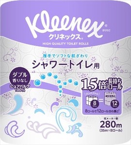 日本製紙クレシア　クリネックス 長持ち シャワートイレ用 8ロールダブル 【 トイレットペーパー 】