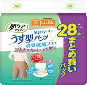 日本製紙クレシア　肌ケア アクティ うす型パンツ消臭抗菌プラス L−LL28枚 【 大人用オムツ 】