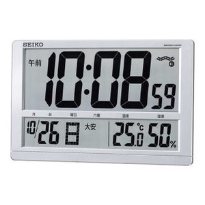<インテリア・バラエティ雑貨><デジタル時計>セイコー 温度・湿度表示付 大型液晶 電波クロック SQ433S