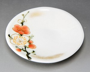 陶あん窯　四季の花（紅白梅）　三寸皿【日本製  陶器  京焼・清水焼】