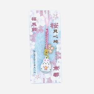 【和雑貨】桜添え　猫、うさぎ鈴根付
