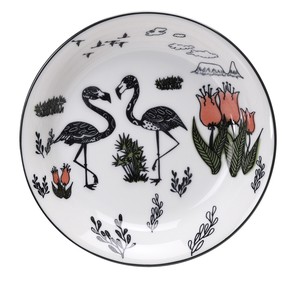 Mino ware Main Plate Porcelain Animals Flamingo Pottery Made in Japan