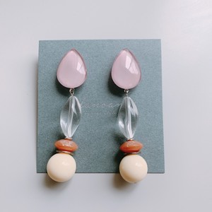 Pierced Earrings Titanium Post Glass Pink