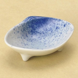 青吹きハマグリ型三ツ足珍味 小付け 小鉢　美濃焼 日本製