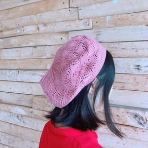 クロシェベレー帽　ピンク