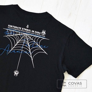 ユニセックス・プリントTシャツ　"蜘蛛の糸"　ブラック　半袖 Tシャツ