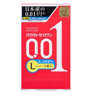 オカモトゼロワン 0.01ミリ コンドーム たっぷりゼリー Lサイズ 3個入【避妊具・潤滑剤】