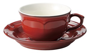 Mino ware Cup Red Saucer Vintage Made in Japan