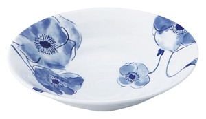 Mino ware Main Dish Bowl Poppy Blue Ripple Made in Japan