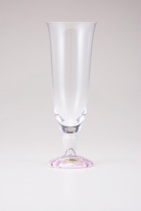 【日本製】九谷和グラス　麦酒グラス（無地）富貴文ピンク