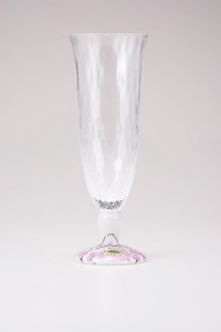 【日本製】九谷和グラス　麦酒グラス（格子）富貴文ピンク