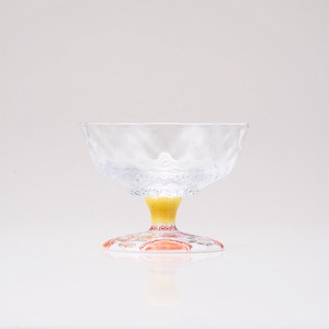 【日本製】九谷和グラス　デザートグラス中（格子）フラワー