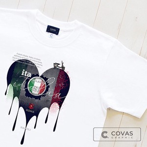 ユニセックス・プリントTシャツ　"ITALY" イタリア　ホワイト　半袖 Tシャツ