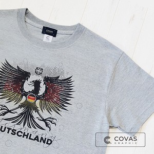 ユニセックス・プリントTシャツ　"GERMANY" ドイツ　杢グレー　半袖 Tシャツ