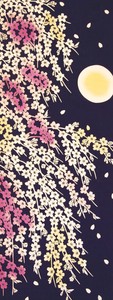 Tenugui Towel Cherry Blossoms at Night Japanese Pattern Made in Japan
