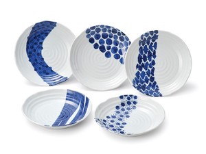 Mino ware Main Plate Tableware Gift Set Indigo Set of 5