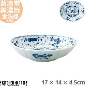 藍凛堂 藍なずな 楕円菊鉢 17×14×4.5cm