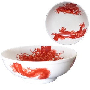Mino ware Donburi Bowl Red Pottery 8-sun