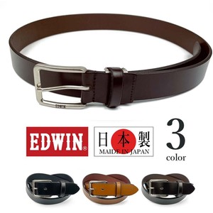【全3色】日本製 EDWIN エドウイン リアルレザー プレーンデザイン ベルト 本革 牛革 (0111126）
