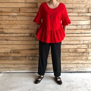 Button Shirt/Blouse Red Frilled Blouse Volume