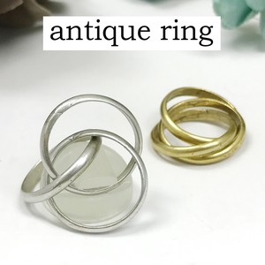 台紙付き【真鍮リング】3連 ニッケルフリー |  アンティークカラー | 指輪 | 古代金・古代銀 WJ67