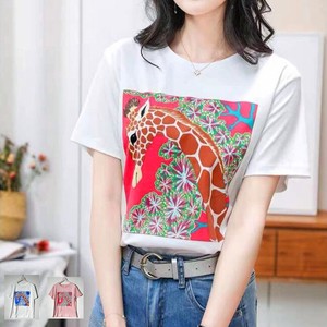 T-shirt Pudding Cotton Blend Switching Cut-and-sew