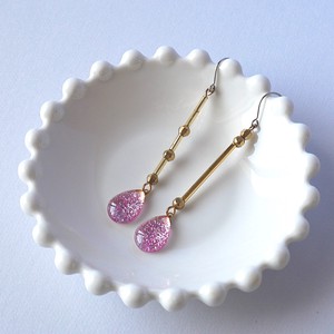 Pierced Earrings Titanium Post Glass Pink