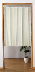 【セール商品】カフェカーテン　小窓用　縦長窓　リネンストライプ：遮熱機能付き　100×120cm
