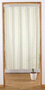 【セール商品】カフェカーテン　小窓用　縦長窓　リネンストライプ：遮熱機能付き　100×150cm