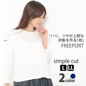T-shirt Long Sleeves Tops L Ladies' Simple Cut-and-sew