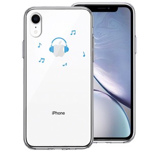 iPhoneXR 側面ソフト 背面ハード ハイブリッド クリア ケース 音楽 music ヘッドフォン