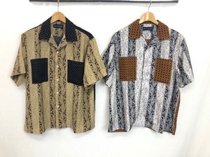 Button Shirt Japanese Fine Pattern Spring/Summer Switching