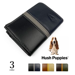 全3色 Hush Puppies ハッシュパピー 本革 トリコロールカラー ラウンドファスナー コインケース (hp0451)