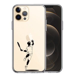 iPhone12/12pro 側面ソフト 背面ハード ハイブリッド クリア ケース テニス
