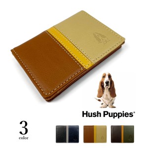 全3色 Hush Puppies ハッシュパピー リアルレザー トリコロールカラー パスケース 定期入れ 本革(hp0452)