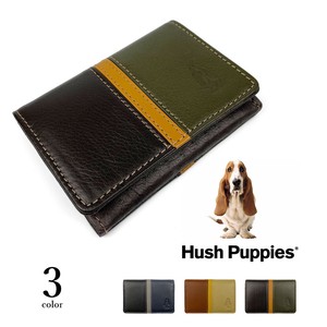 全3色 Hush Puppies ハッシュパピー リアルレザー トリコロールカラー 名刺入れ カードケース 本革(hp0453)