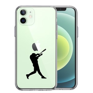 iPhone12mini 側面ソフト 背面ハード ハイブリッド クリア ケース 野球 バッター