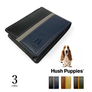 3色 Hush Puppies ハッシュパピー リアルレザー トリコロールカラー 二つ折り財布 本革 ウォレット(hp0454)
