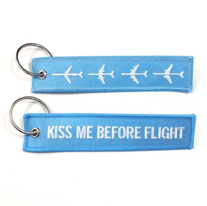KISS ME BEFORE FLIGHT Airplane Light Blue Crewtag フライトタグ クルータグ 飛行機モチーフ