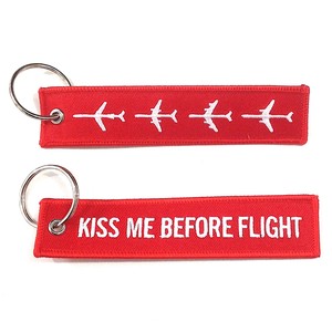 KISS ME BEFORE FLIGHT Airplane Light Red Crewtag フライトタグ クルータグ 飛行機モチーフ